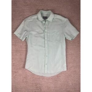 M&S Collection Mens Mint Green Linen Cotton Short Sleeve Button Down Shirt XS